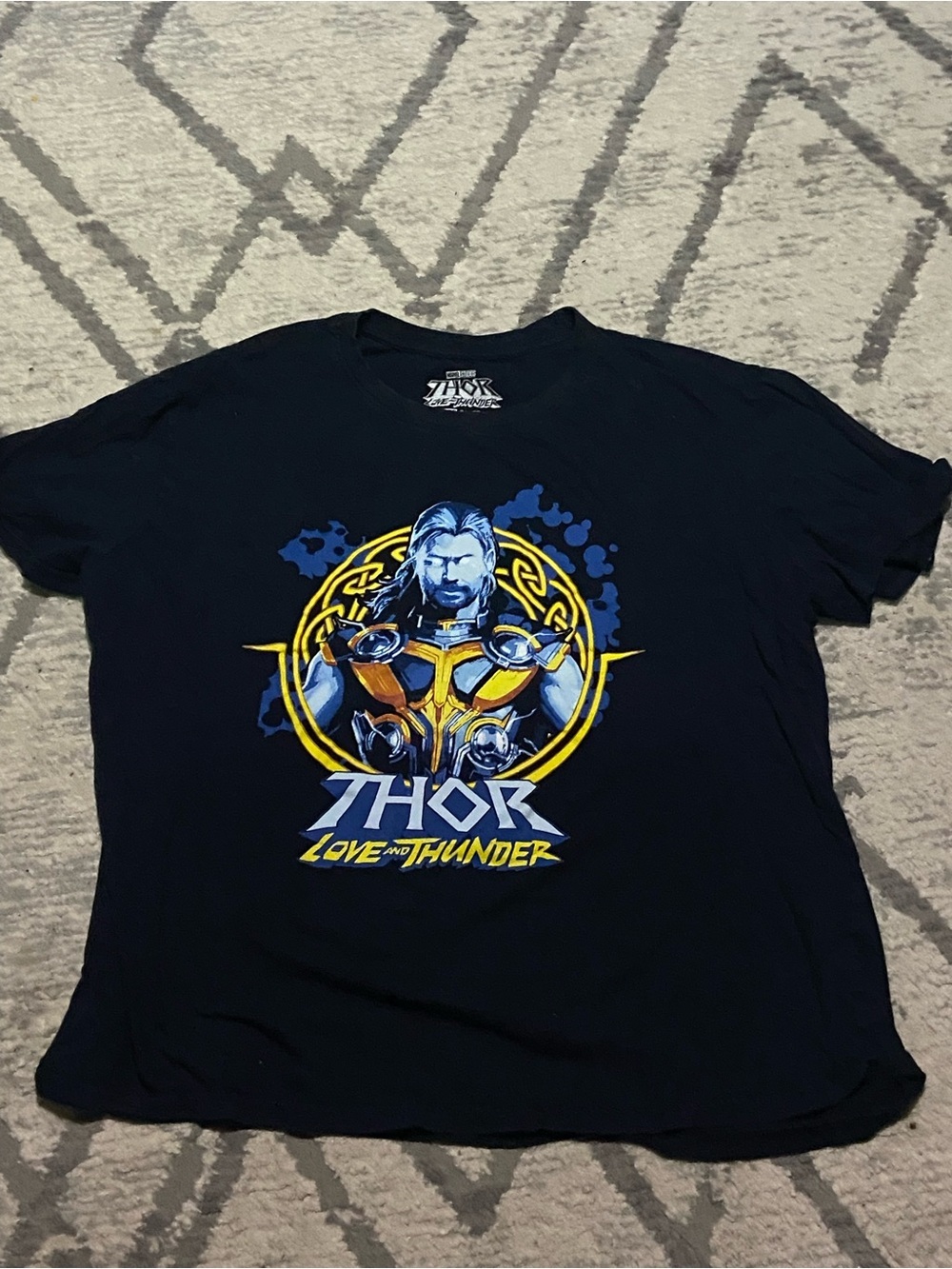 Marvel Thor Short Sleeve Tee in Black with Yellow & Blue Graphic